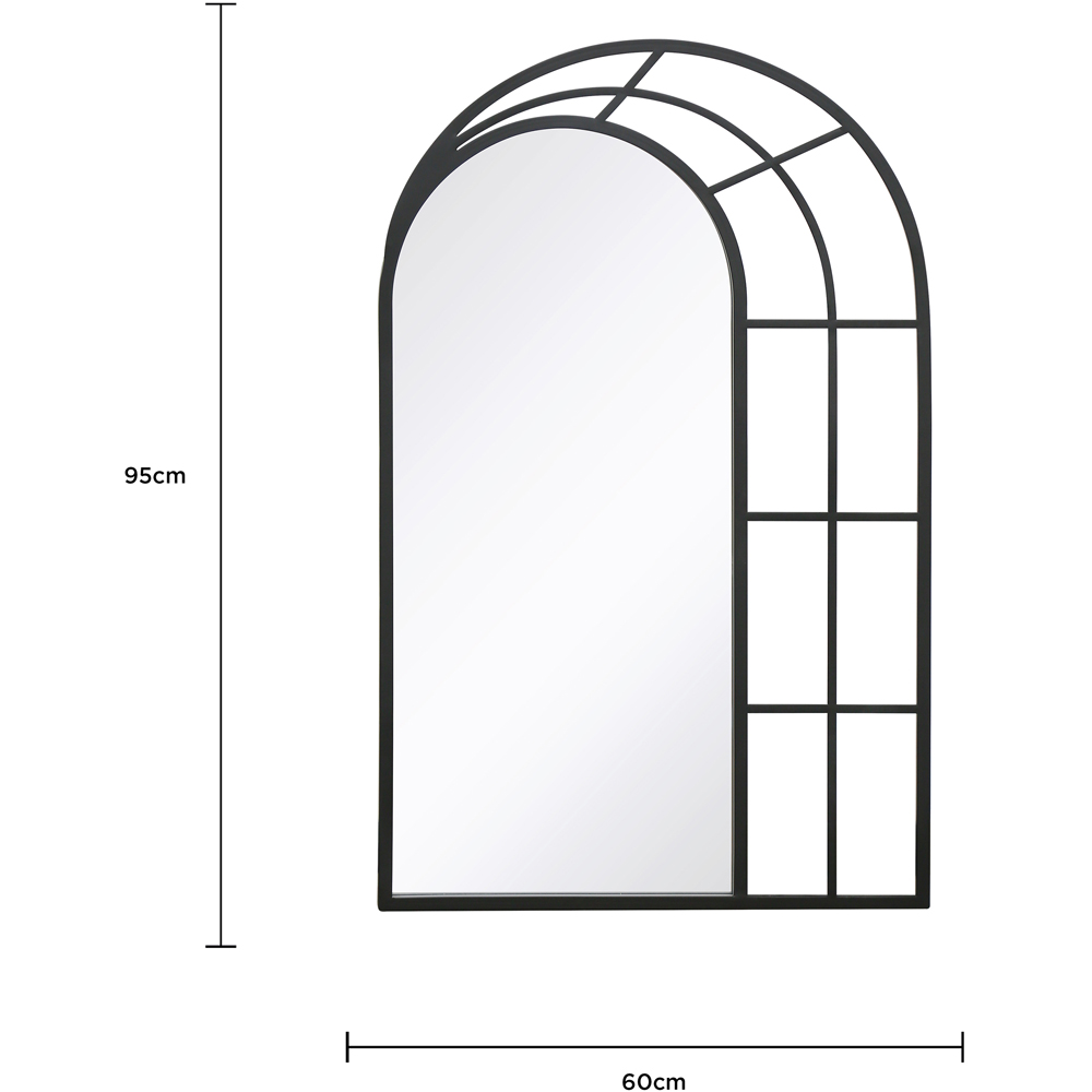 Charles Bentley Paris Black Arch Window Outdoor Wall Mirror 95 x 60cm Image 6