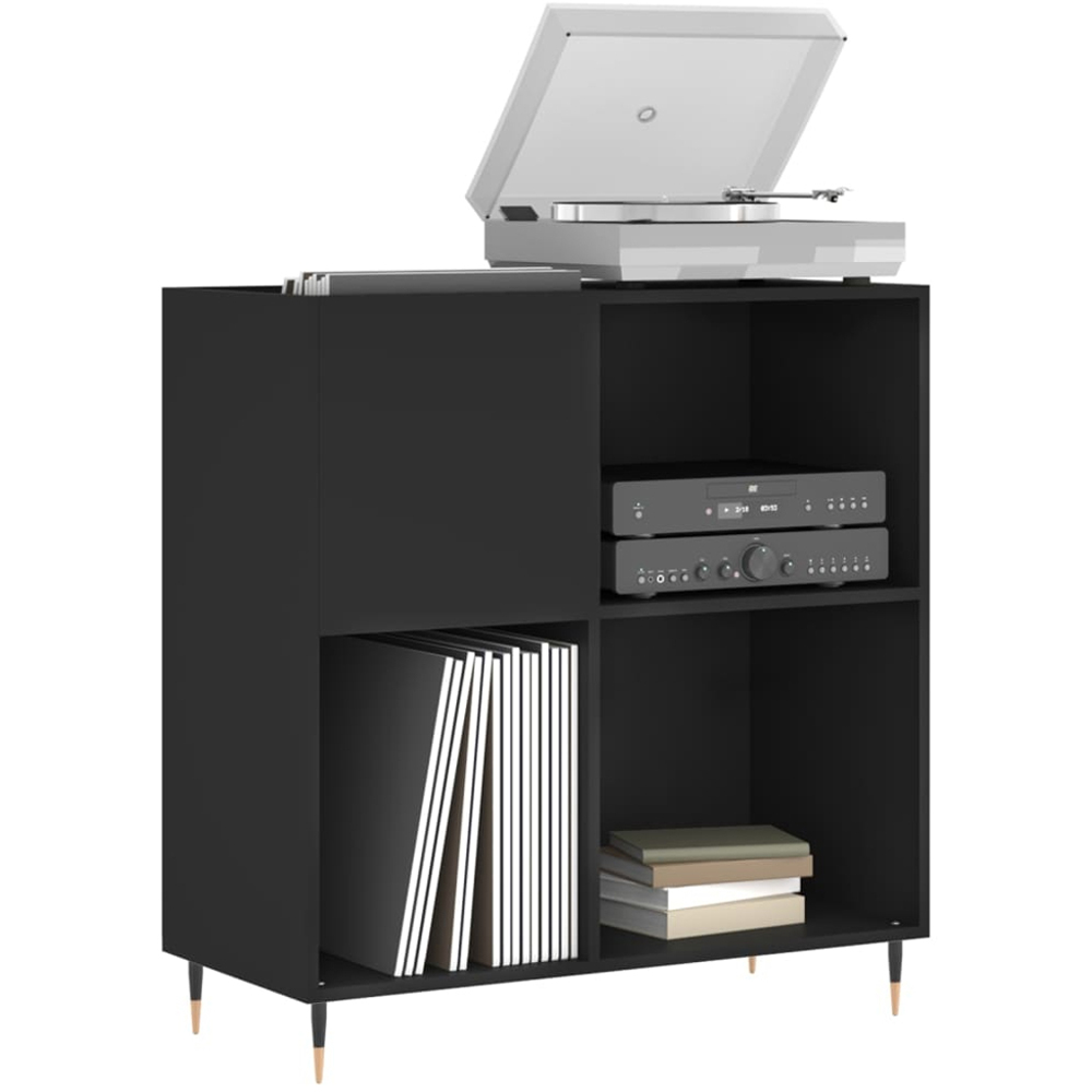 vidaXL 3 Shelf Black Square Record Cabinet Image 3