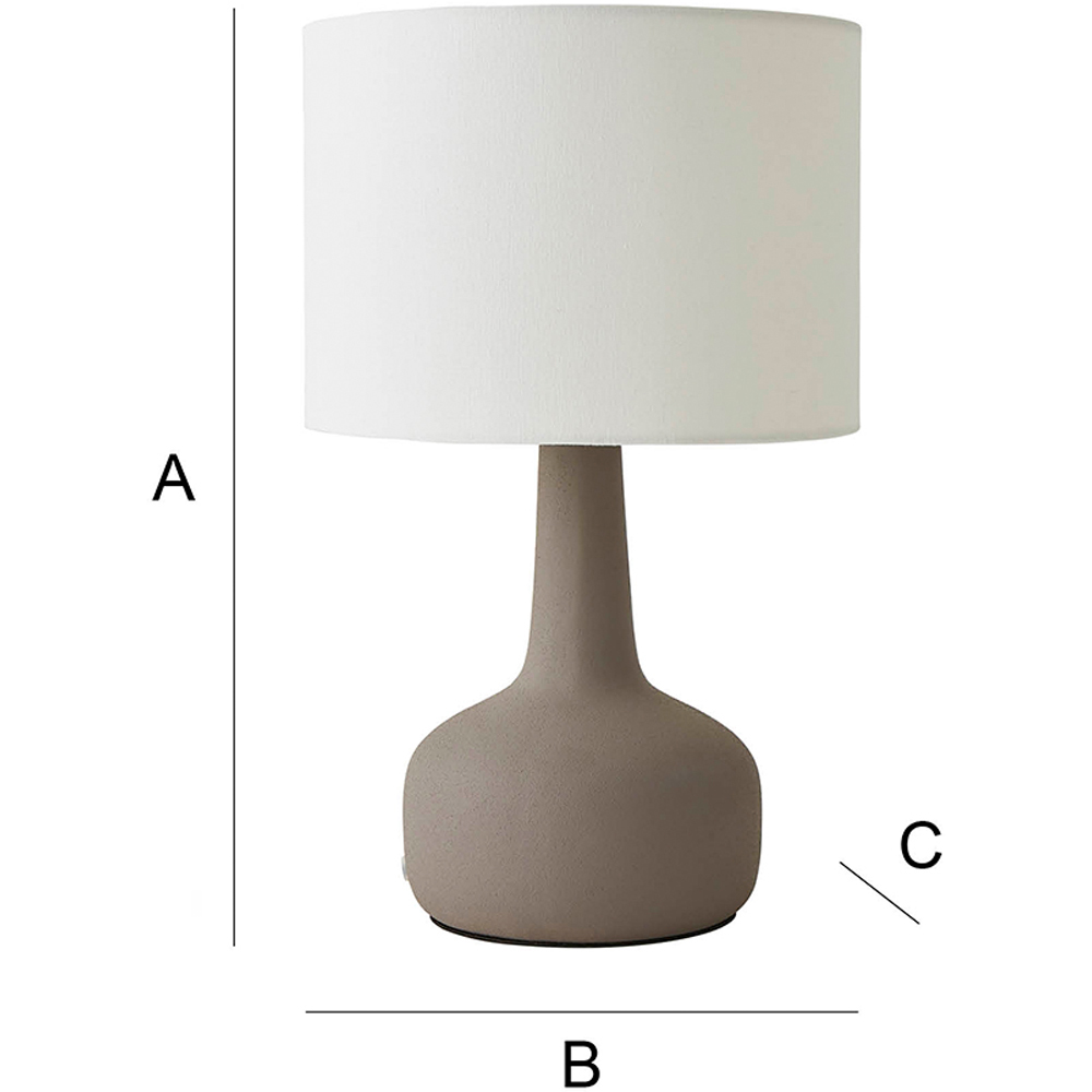 ValueLights Hayley Natural Linen Drum Shade Grey Squat Base Ceramic LED Table Lamp Image 7