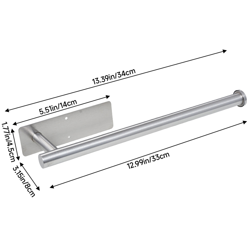 Living and Home 2-in-1 Silver Wall-Mounted Towel and Toilet Roll Holder 34cm Image 8