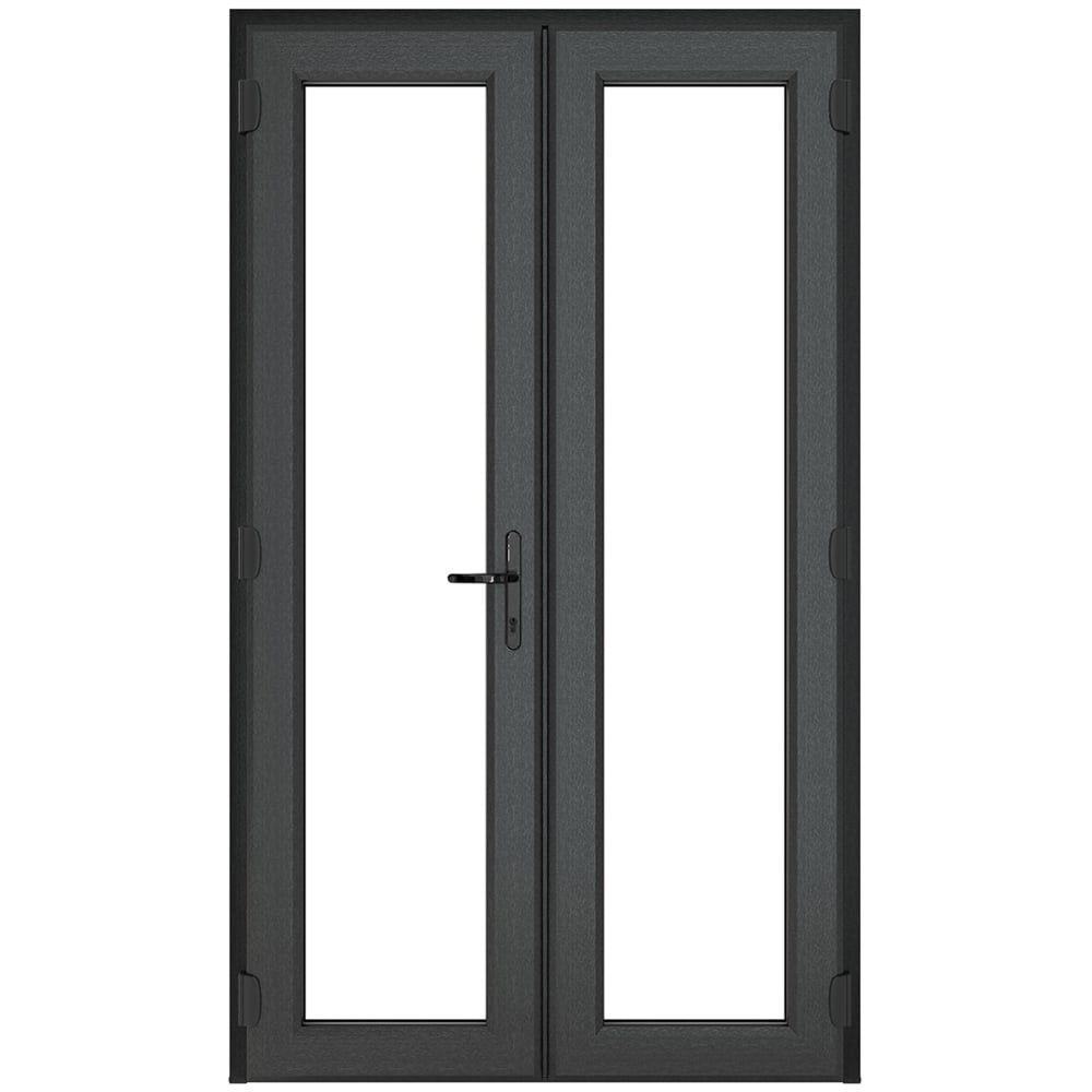 Crystal uPVC Double Glazed French Door Left hand master Grey White Clear Glass 1290x2055mm Image 1