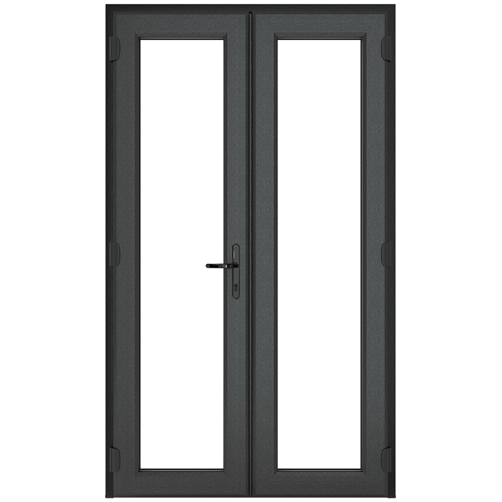 Crystal uPVC Double Glazed French Door Left hand master Grey White Clear Glass 1190x2055mm Image 1