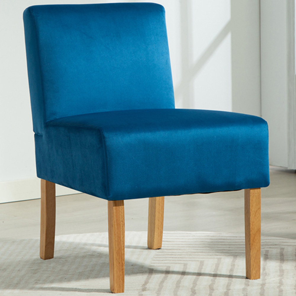Artemis Home Corina Blue Velvet Fabric Armless Accent Chair Image 1