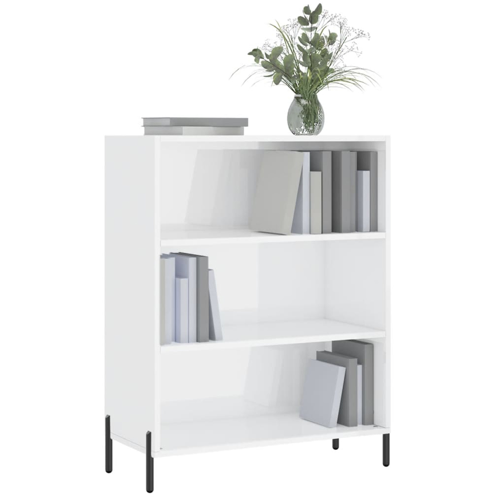 vidaXL 3 Shelf White Wide Storage Cabinet Image 2