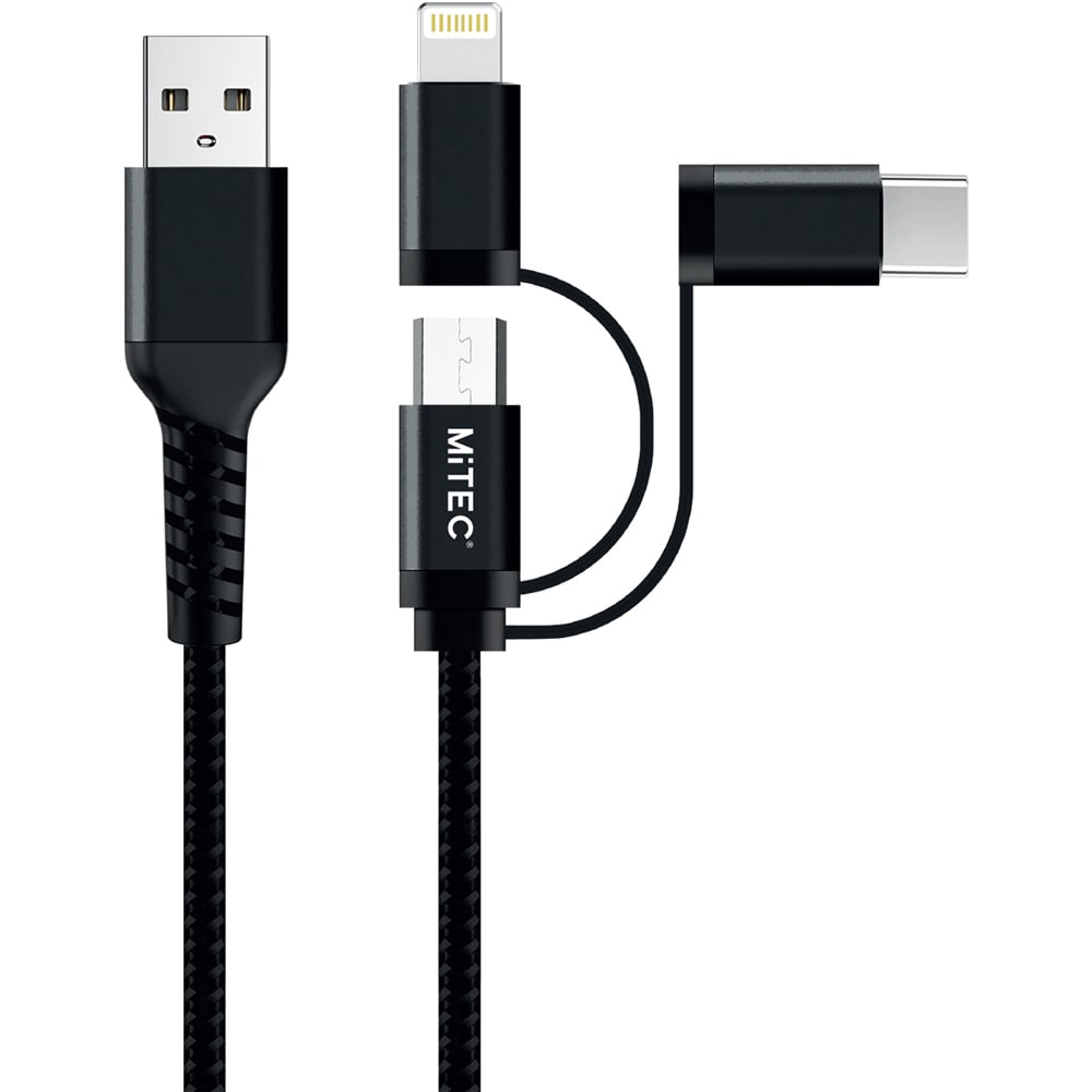 MiTEC MiPOWER Black Universal Lightning Charging Cable 2m Image 1