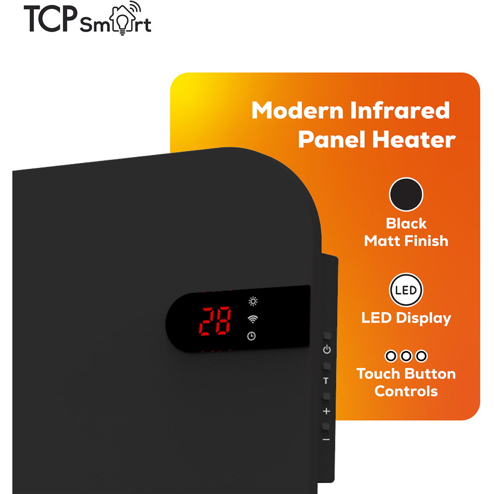 TCP Smart Black Infrared Panel Heater with Energy Monitoring 400W Image 4