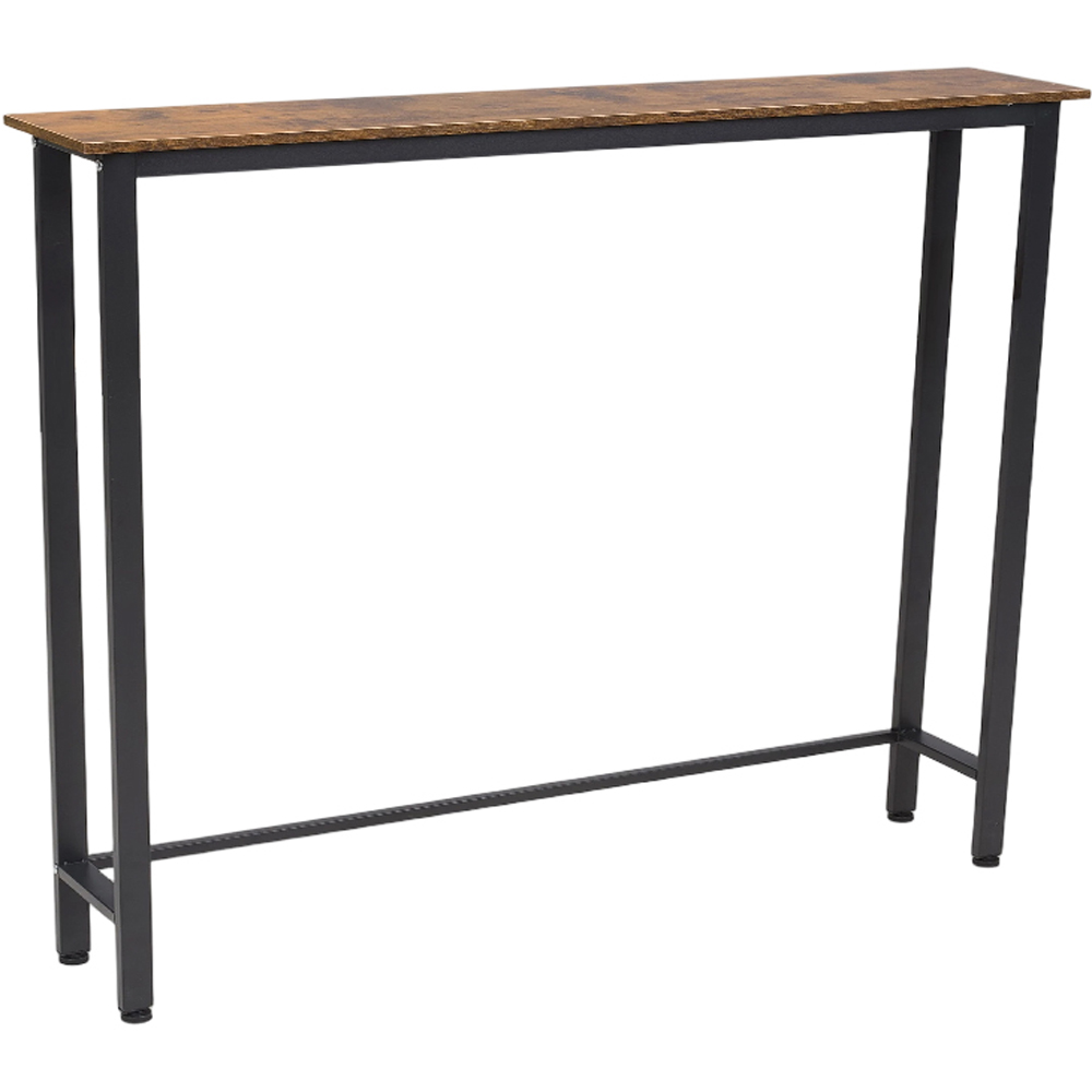 Living and Home Brown Wood Effect Narrow Console Table with Steel Frame Image 2