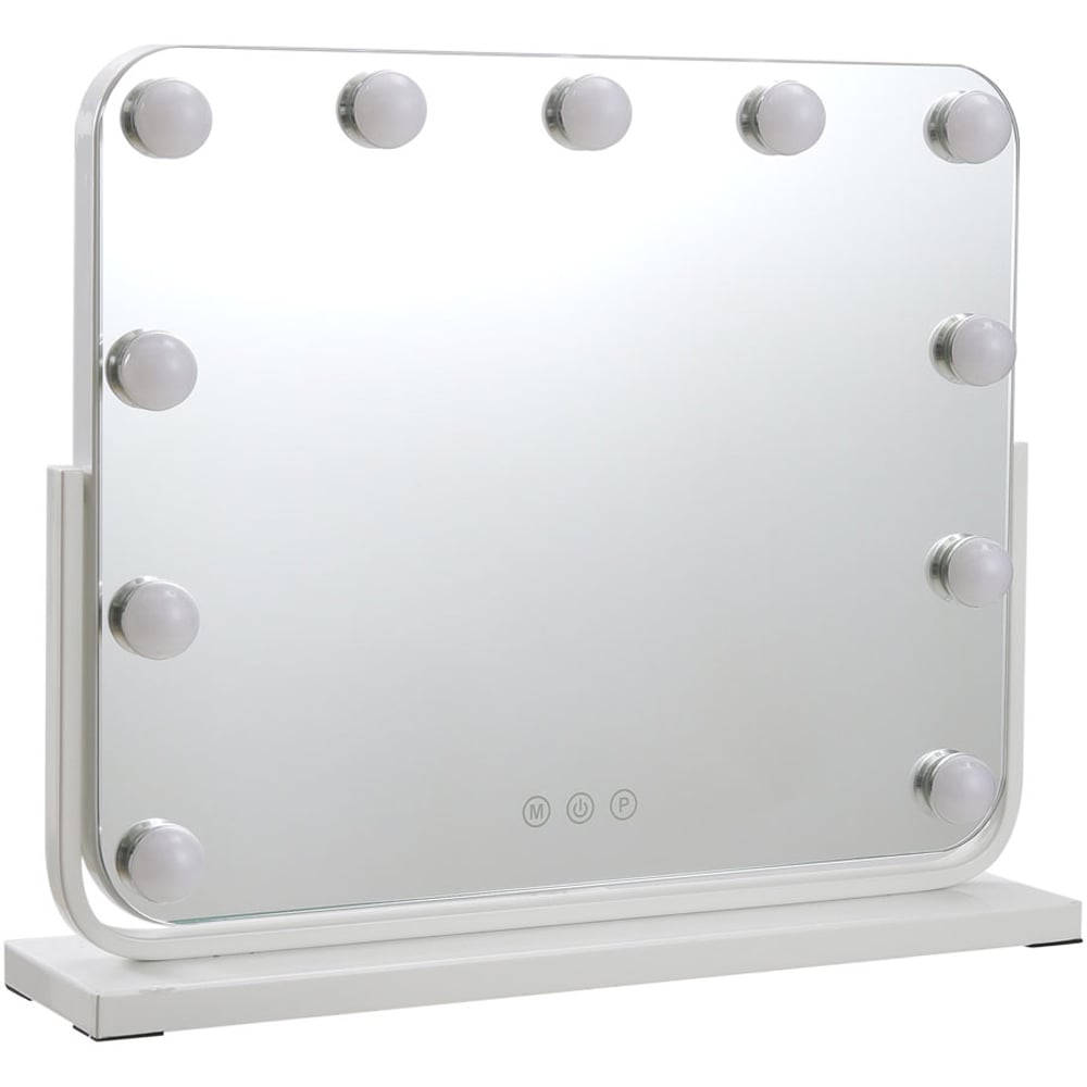 Living and Home White Frameless Hollywood LED Makeup Mirror Image 1