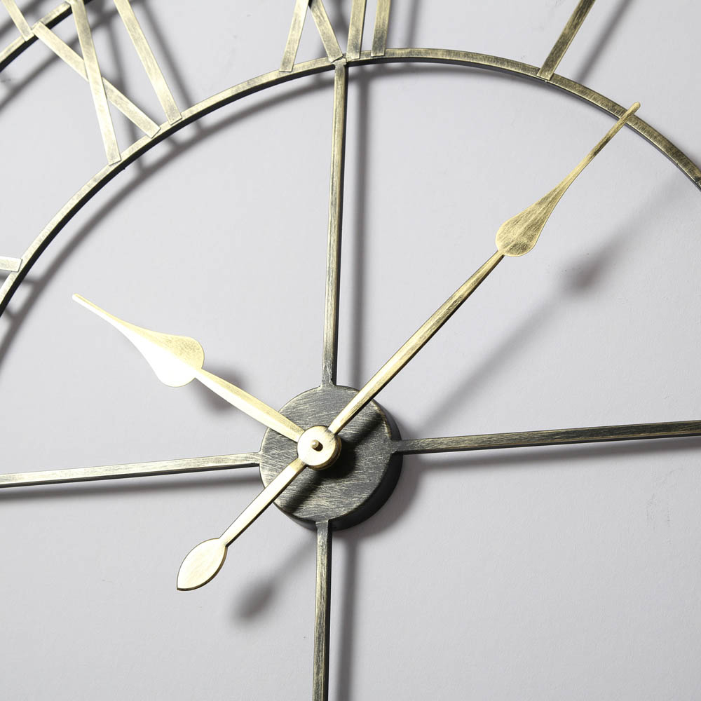 EOS Black Gold Skeleton Wall Clock with Roman Numerals 100cm Image 5