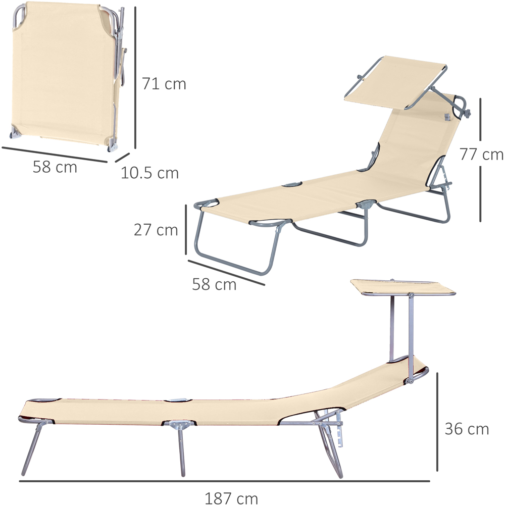 Outsunny Beige Folding Sun Lounger Wilko