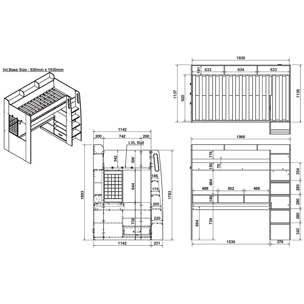 Recoil Kyrk Single Gaming High Sleeper Bed Image 4
