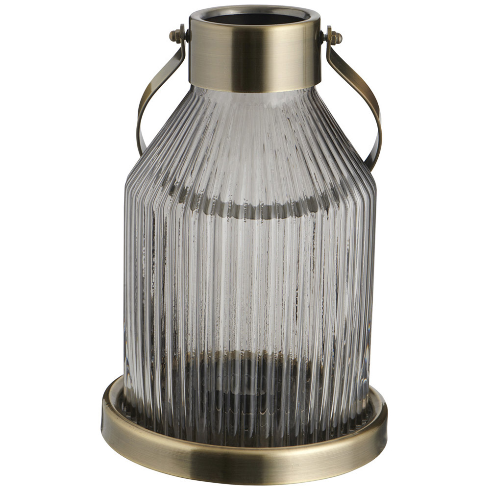 Wilko Large Grey Ribbed Glass Lantern Wilko