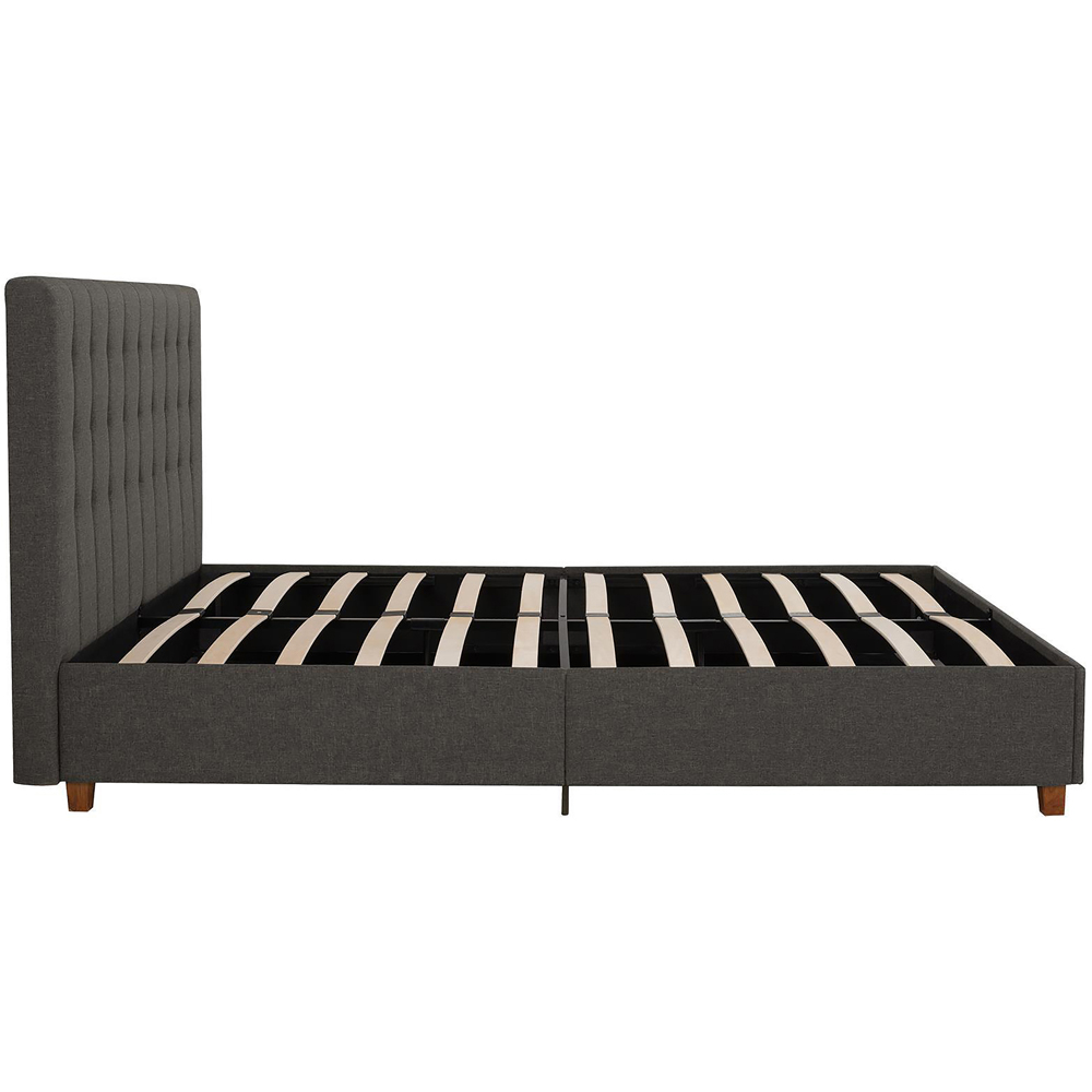 Dorel Emily King Size Upholstered Brown Linen Bed Image 6