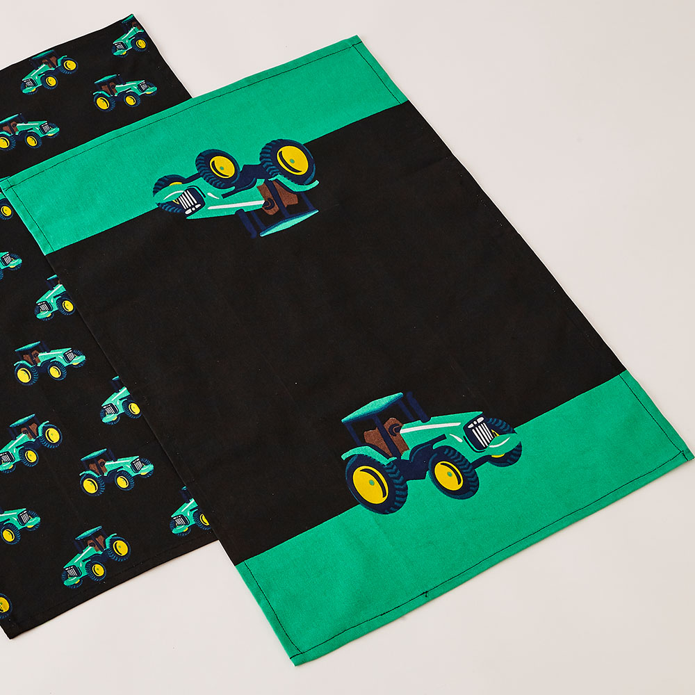Highlands Homeware Patrick Tractor Green Tea Towels 2 Pack Image 2