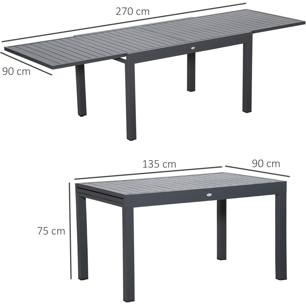 Outsunny 10 Seater Extendable Garden Dining Table Grey Image 9