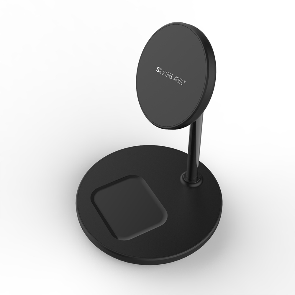 SilverLabel 2-in-1 Black Wireless Charging Stand Image 7
