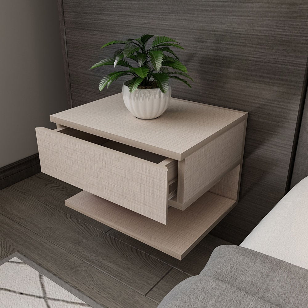 Decorotika Vivid White Minimalist Floating Nightstand Image 4