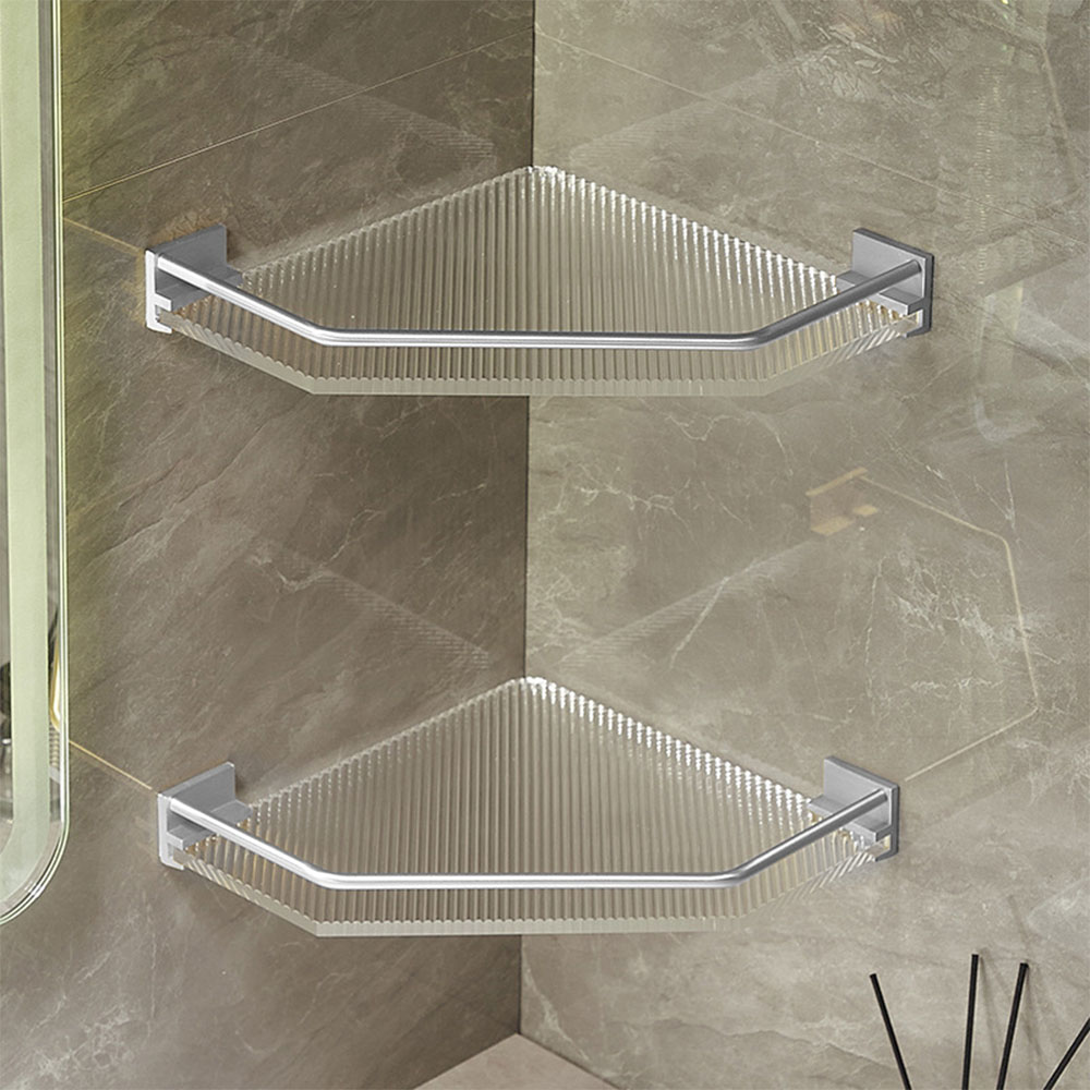 Living and Home Single Tier Acrylic Bathroom Corner Shelf Image 5