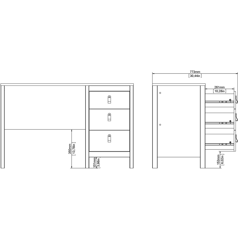 Florence Madrid 3 Drawers Desk White Image 8