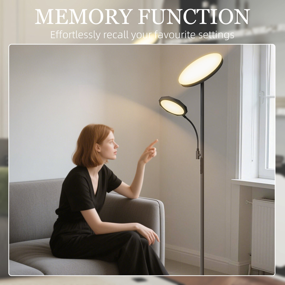 HOMCOM 2 Way Black Floor Lamp with 4 Scene Modes Image 7