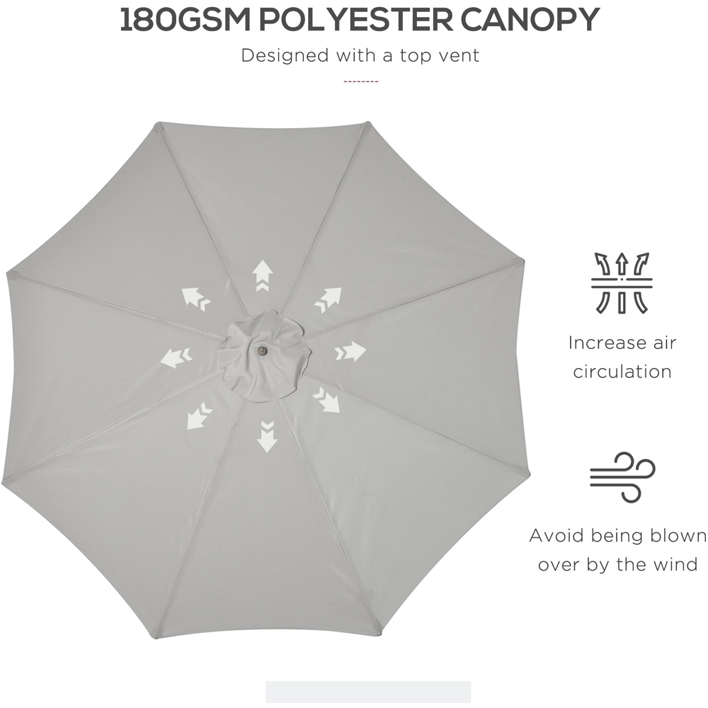 Outsunny Grey Bamboo Rope Pully Parasol 3m Image 5