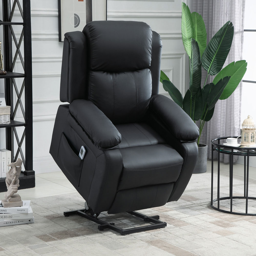 Portland Black Power Lift Massage Reclining Chair with Remote Image 1