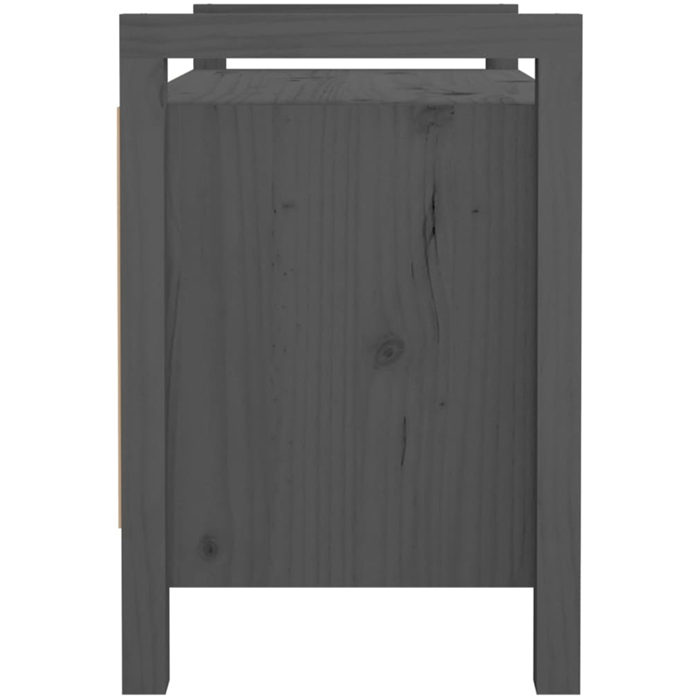 vidaXL 2 Door Grey Solid Wood Pine Hall Bench Image 5