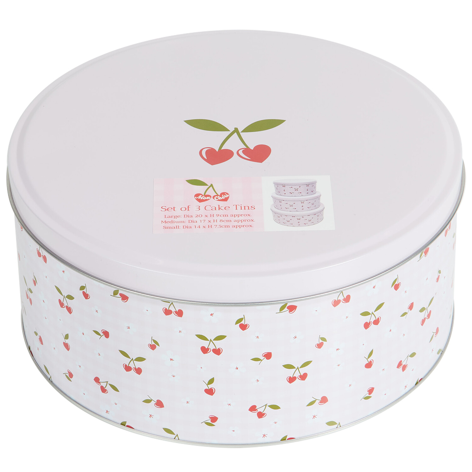 Set of 3 Mon Cheri Round Cake Tins - Multicolour Image 3