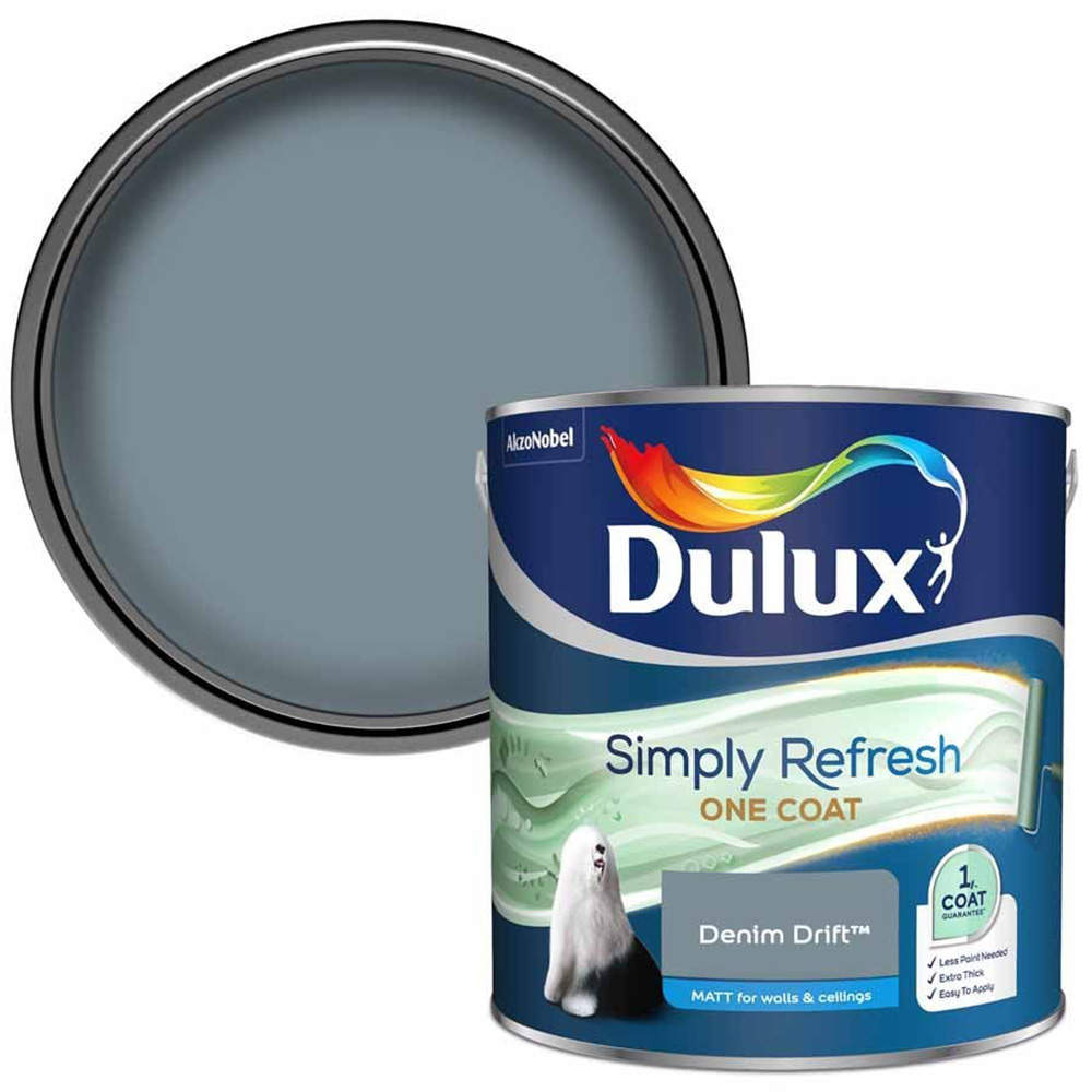 Dulux Simply Refresh One Coat Denim Drift Matt Emulsion Paint 2.5L Image 1