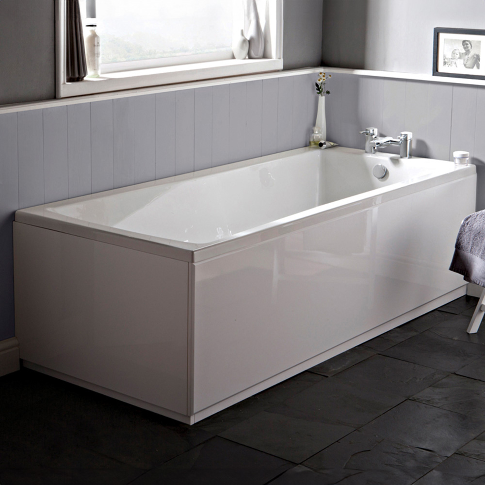 nuie Linton White Acrylic Square Single Ended Bath 1700 x 750mm Image 2