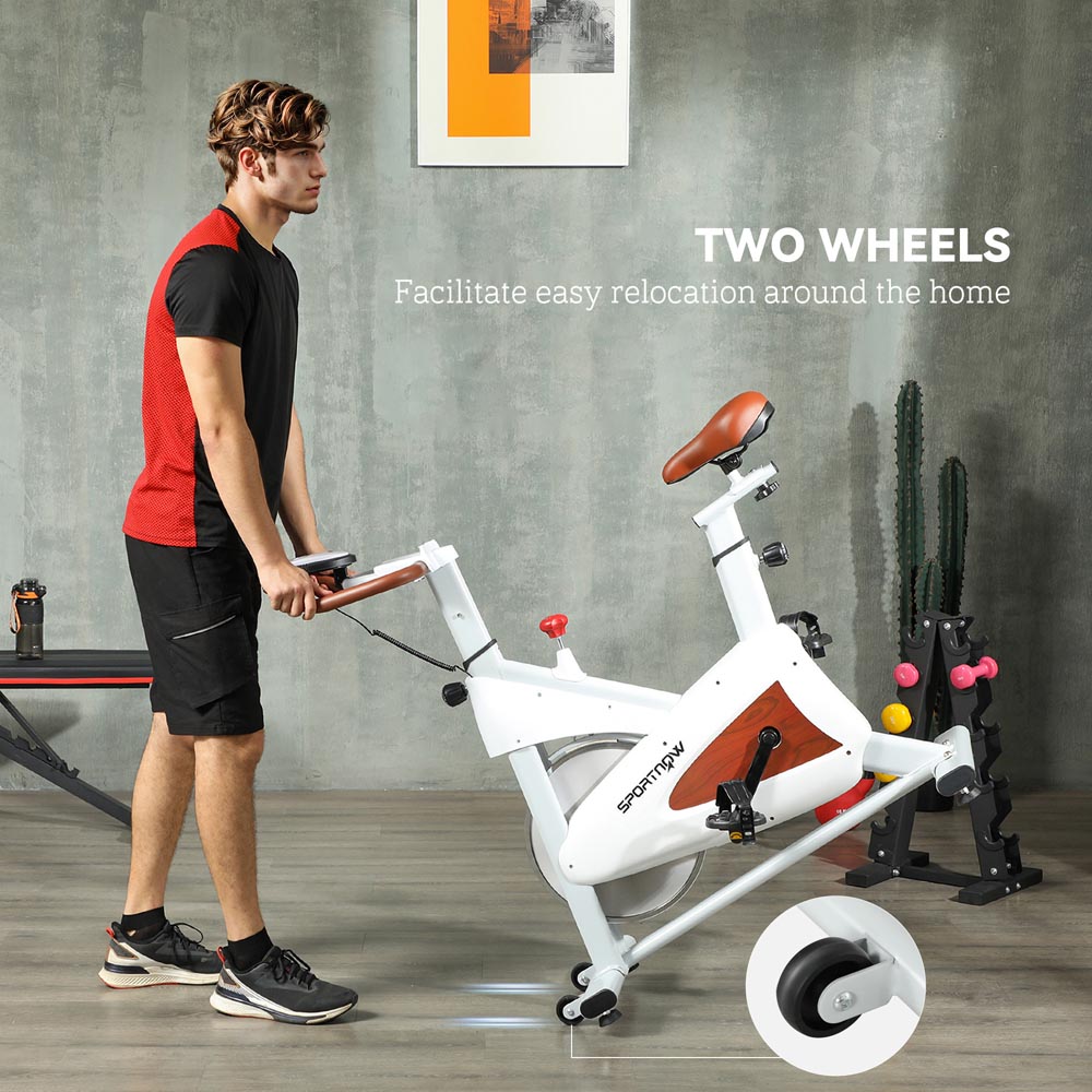 SPORTNOW White Quiet Stationary Exercise Bike Image 6
