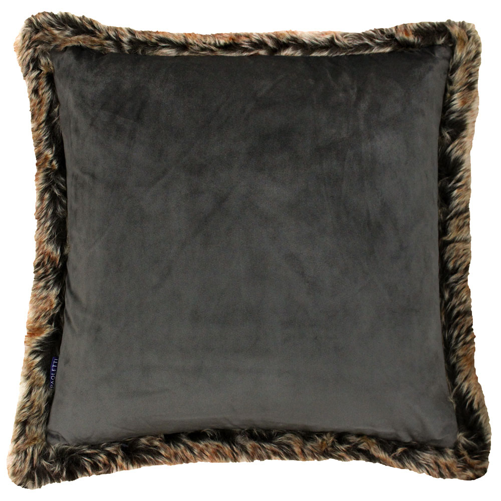 Paoletti Kiruna Smoke Faux Fur Trim Cushion Image