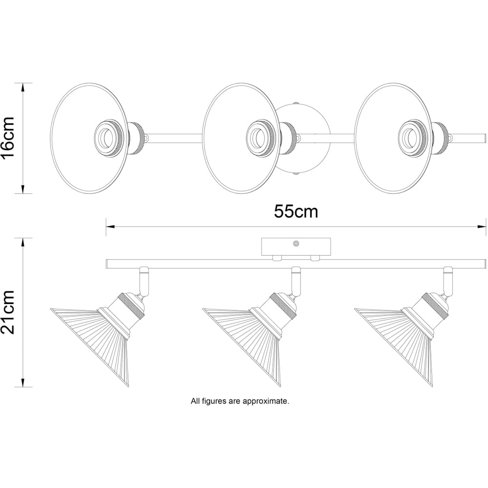 Cosylyte Milan Bathroom 3 Light Antique Brass Ribbed Glass Spotlight Image 7