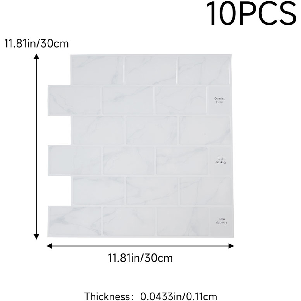 Living and Home White Marble Peel and Stick Wallpaper Tile 30 x 30cm 10 Pack Image 8