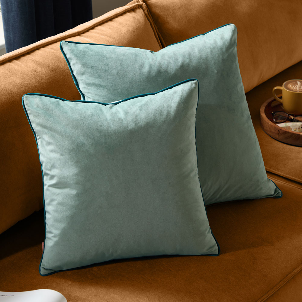 Furn Meridian Mineral and Teal Velvet Cushion 45 x 45cm Image 5