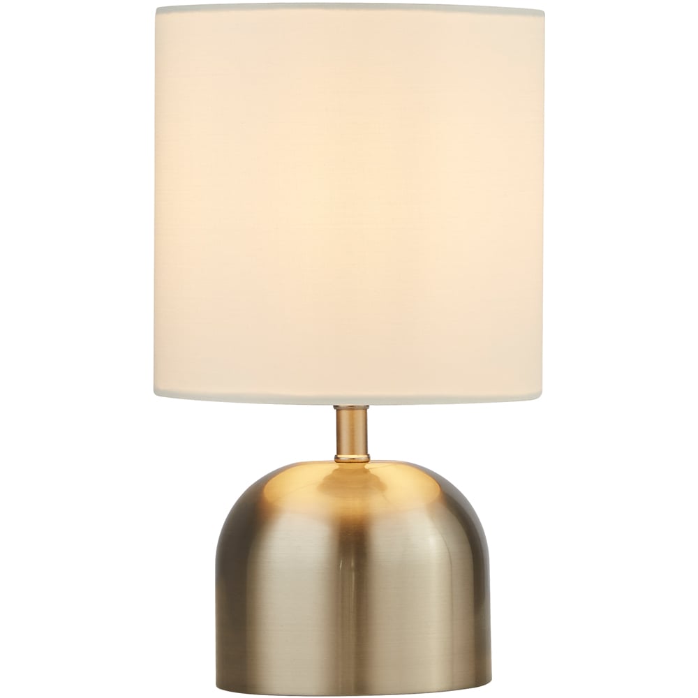 Lighting Collection Satin Silver Touch Lamp with White Shade Image 3