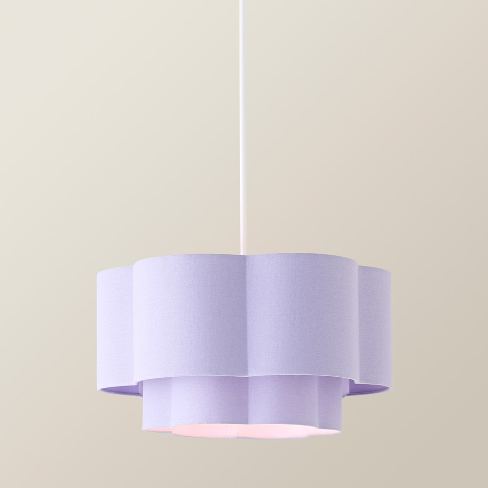 ValueLights Nora 2-Tier Lilac Linen Scallop Lamp Shade 45cm Image 4