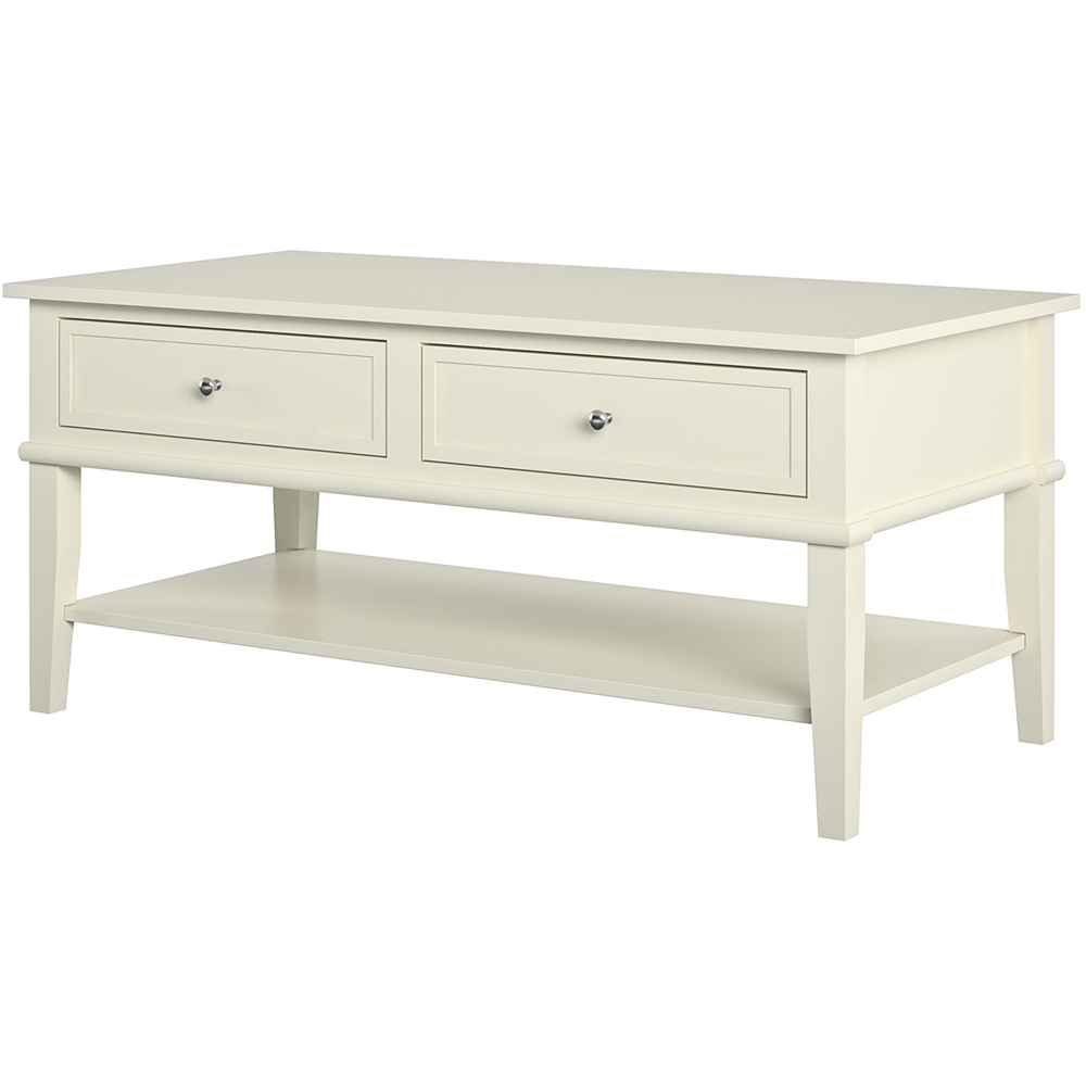Dorel Franklin 2 Drawer Single Shelf Off White Coffee Table Image 6