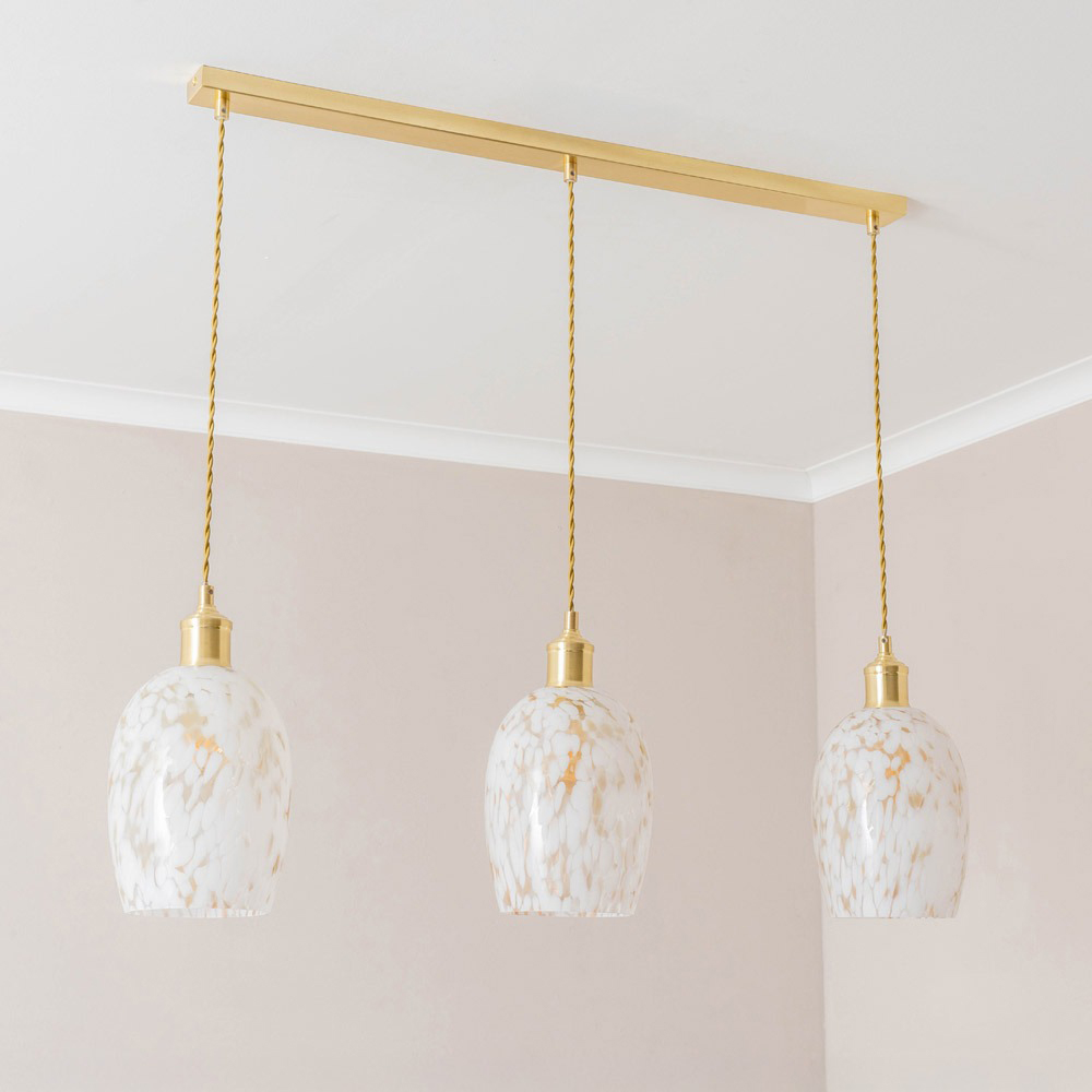 ValueLights India Confetti Glass Shade 3 Drop Gold Diner LED Ceiling Pendant Light Image 3