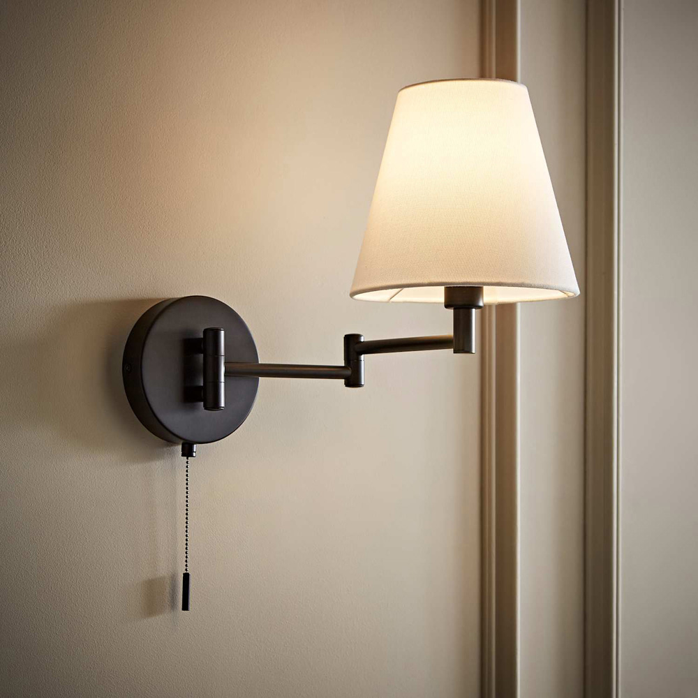 ValueLights Sonia Tapered Shade Matte Black Adjustable Swing Arm Wall Light with Bulb 2 Pack Image 2