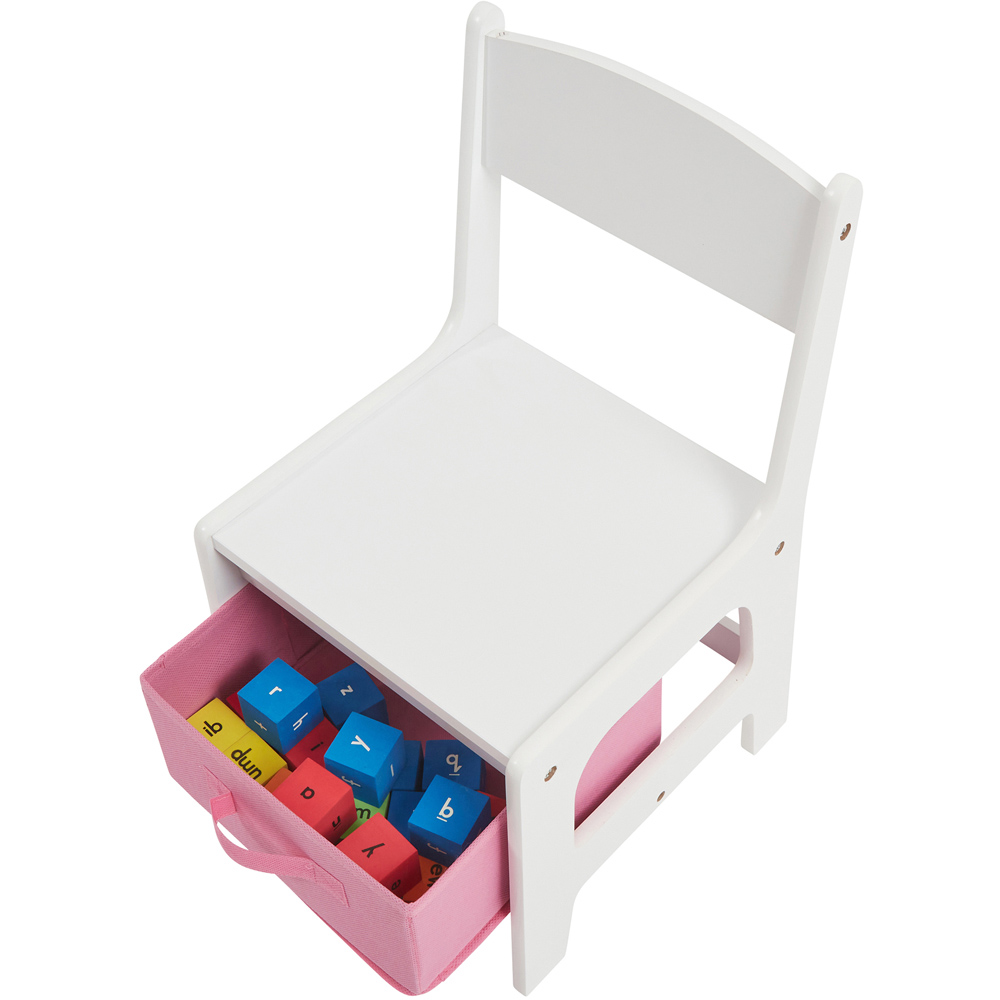 Liberty House Toys Kids White and Pink Table and 2 Chairs Set with Storage Bins Image 6