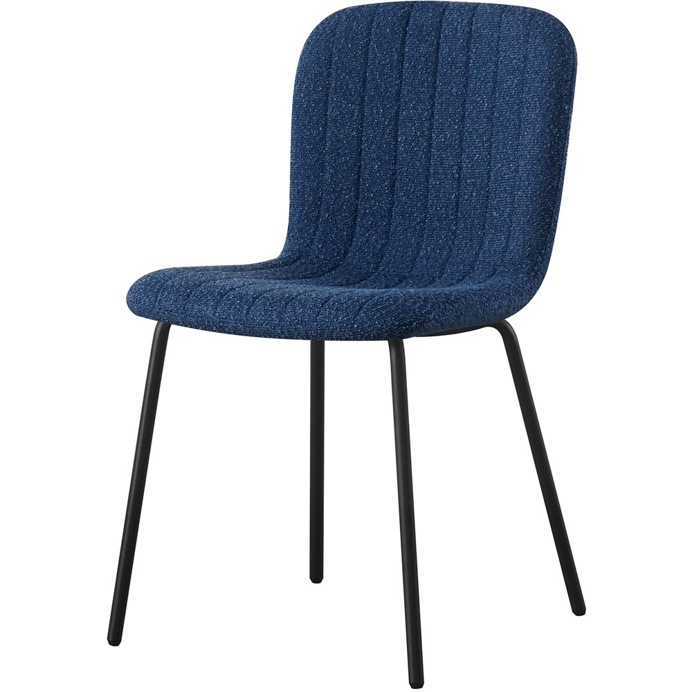 Bella Set of 6 Blue Teddy Faux Fur Stitched Design Dining Chairs Image 2