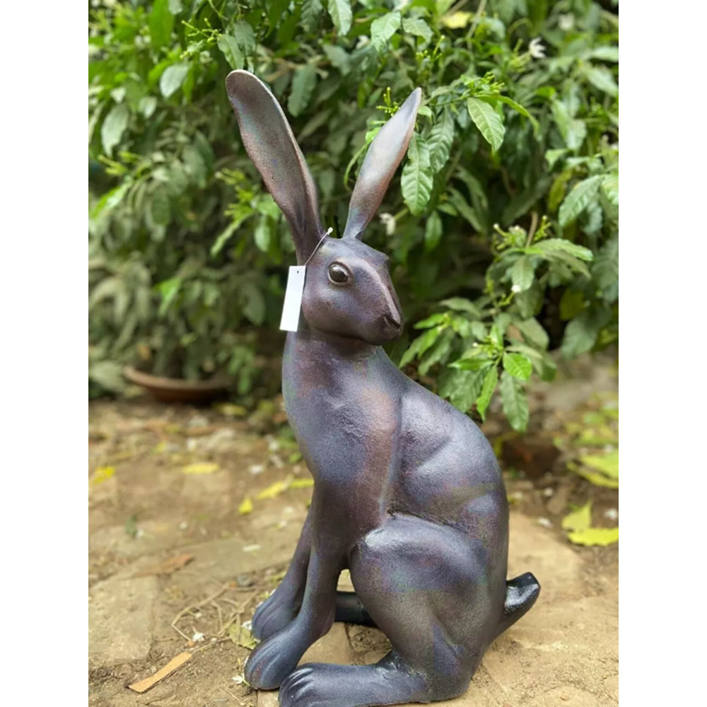 Inspirational Gifting Sitting Hare Cast Aluminium Garden Ornament Image 5