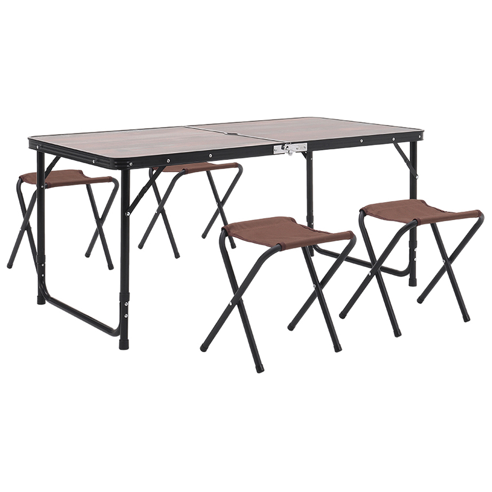 Living and Home 4 Seater Foldable Outdoor Picnic Table with Parasol Hole Image 2