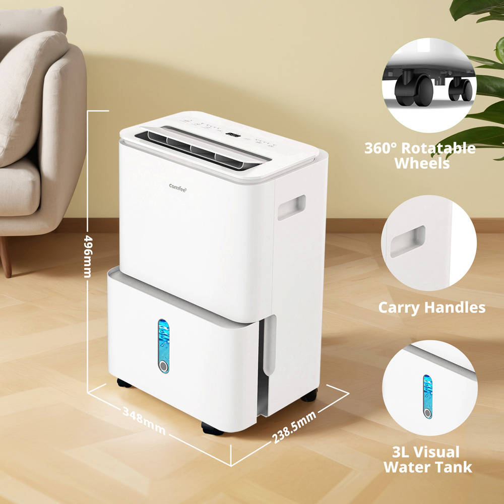 Living and Home Midea Aqua Dry 3L Water Tank Home Dehumidifier 20L Image 8