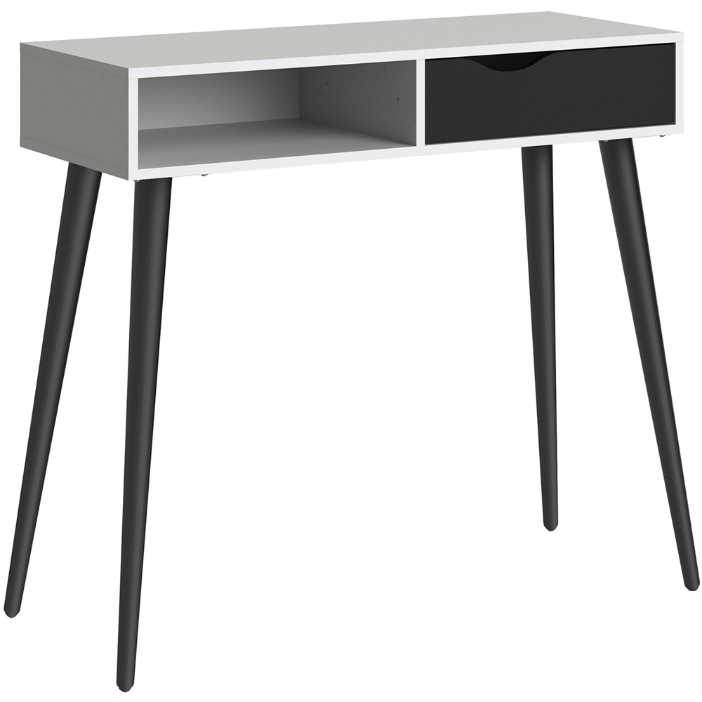 Florence Single Drawer Single Shelf White and Matt Black Console Table Image 2