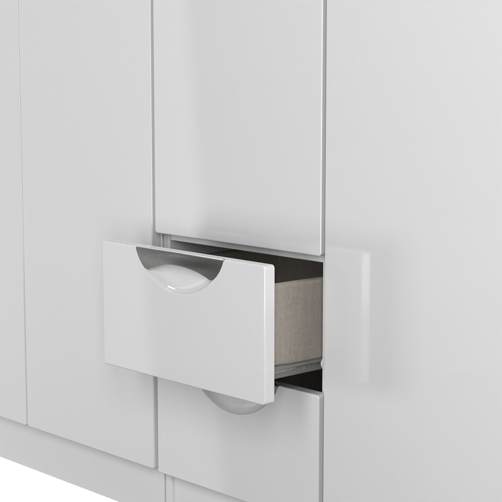 Crowndale Camden 5 Door 2 Drawer White Gloss and White Wardrobe Ready Assembled Image 8