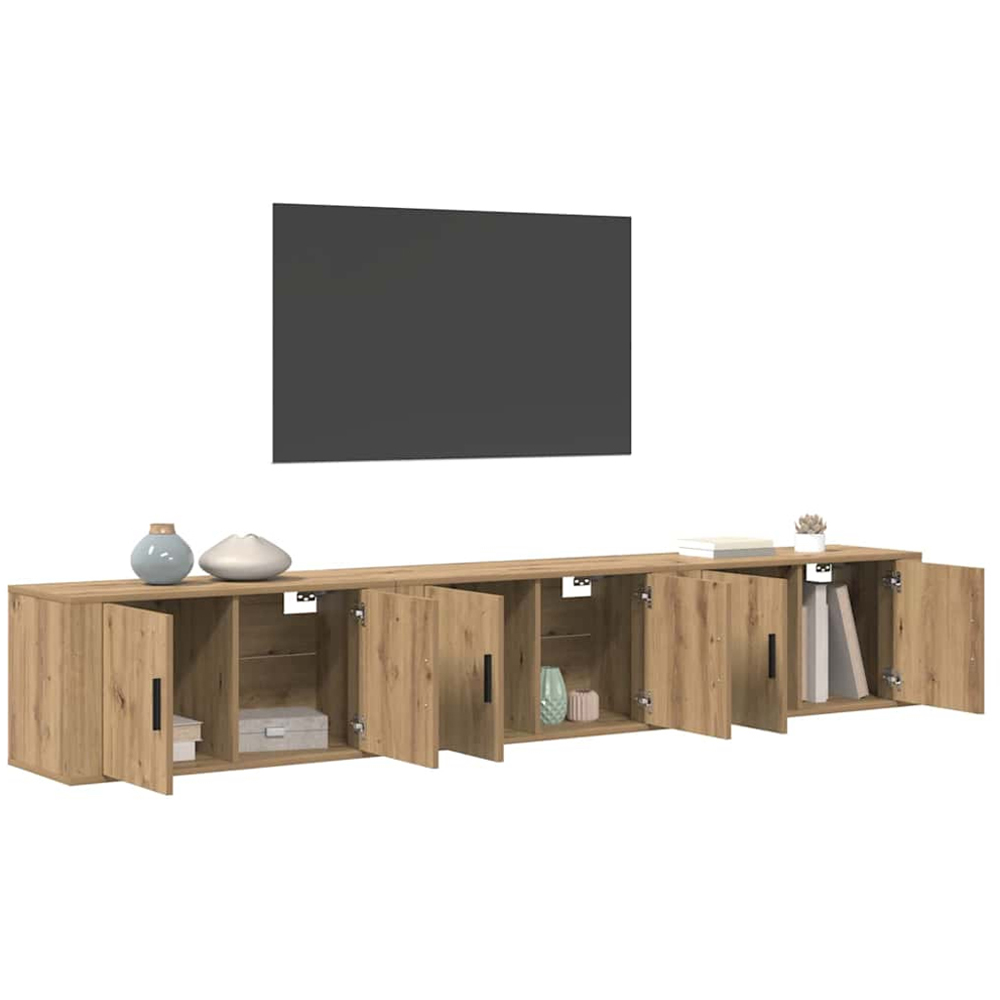 vidaXL 2 Door Artisan Oak Wall Mounted TV Unit Set of 3 Image 2