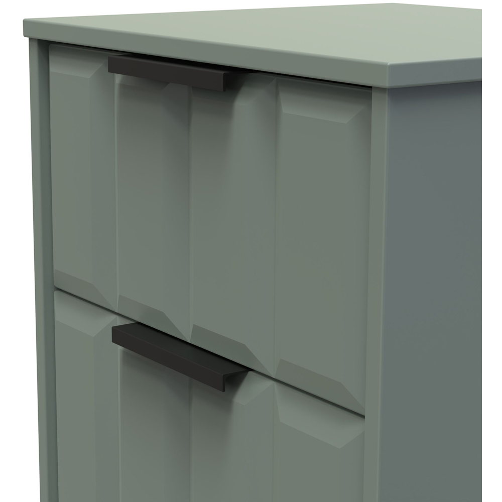 Crowndale New York 3 Drawer Reed Green Bedside Cabinet Ready Assembled Image 5