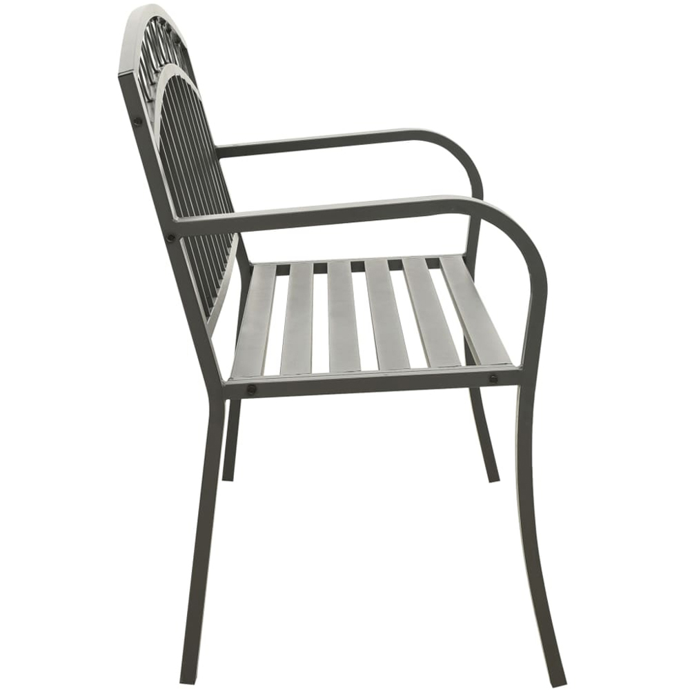 vidaXL 2 Seater Grey Powder Coated Steel Garden Bench Image 3